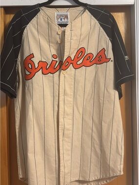 Vintage Cooperstown Collection Baltimore Orioles Cream & Black Pinstripe Jersey